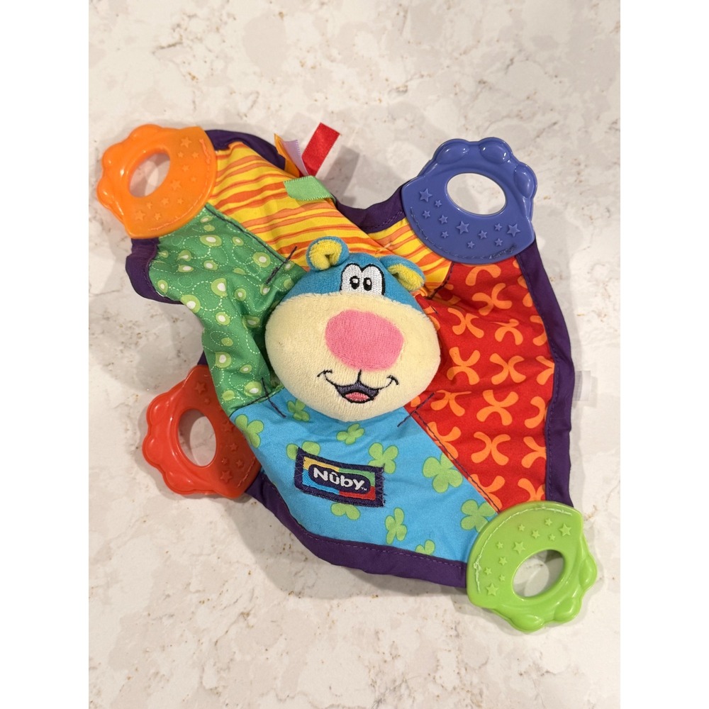 Nuby Teething Cuddle Pal Plush Sensory Lovey Toy with 4 Textured Teethers Multi